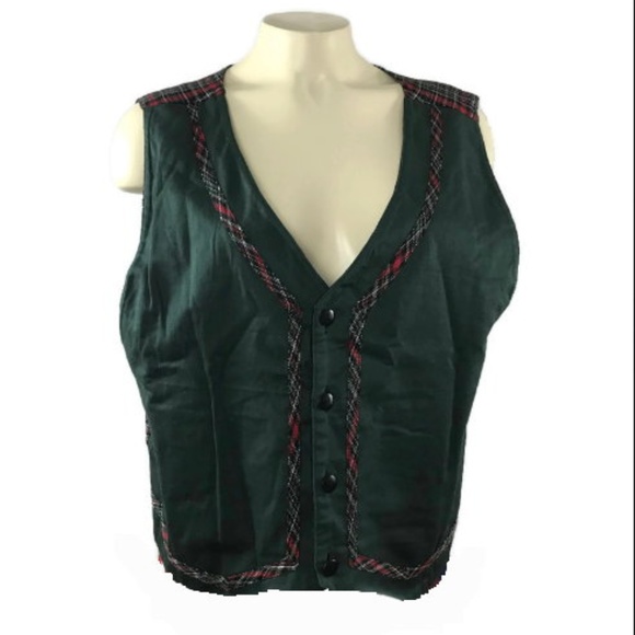 Vintage reversible Holiday Vest Santa Claus Elves - Picture 3 of 8